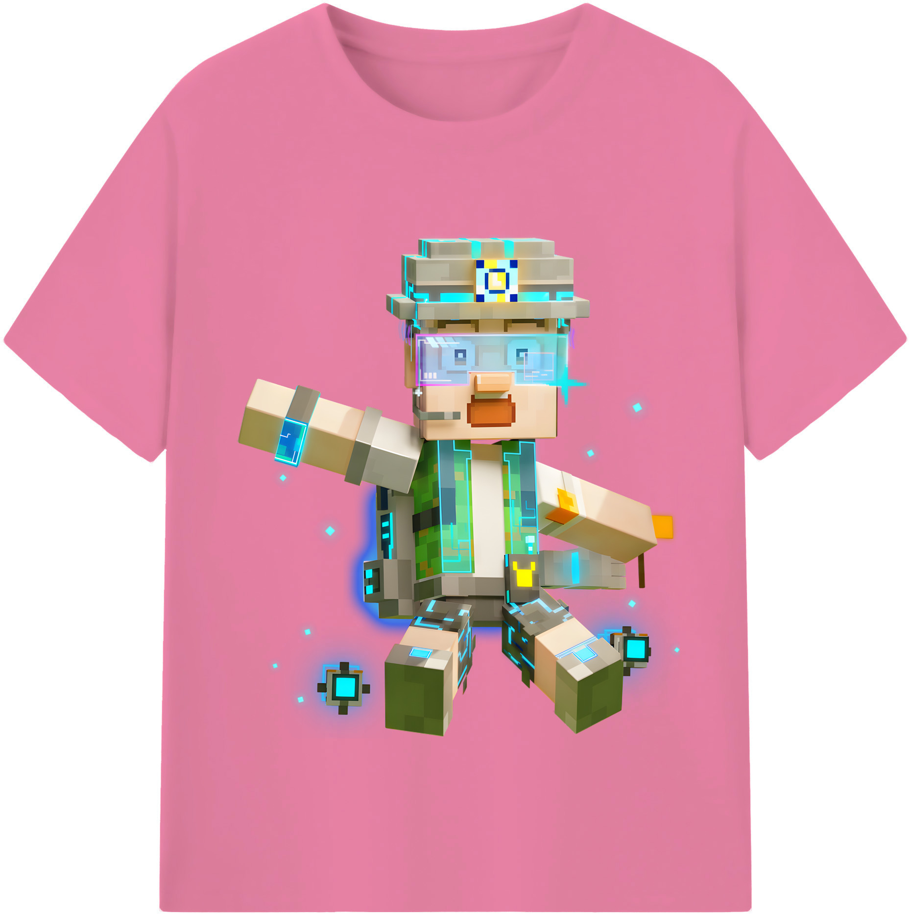 （画像用） マインクラフト ブロックの世界 Minecraft MC Block world 綿100％半袖Tシャツ（フロントプリント）